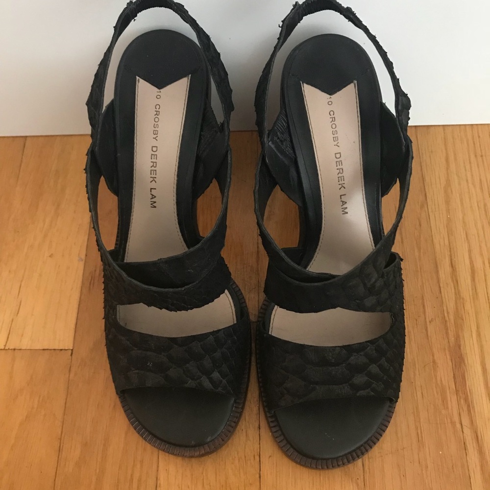 10 crosby Derek Lam embossed leather sandals